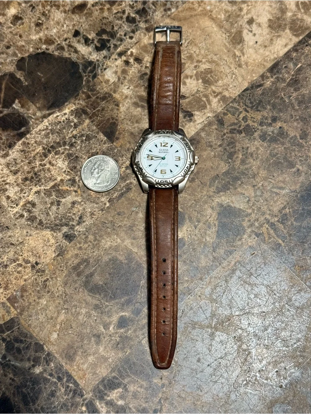 Vintage 1990s Men's Guess Waterpro Quartz Wristwatch 35mm , Japan Movement.